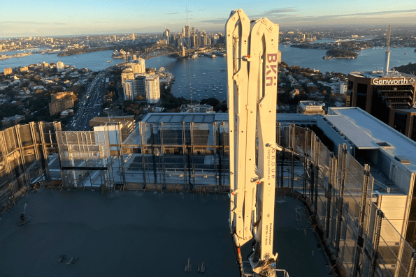 Aerial view of a BKH concrete placement on an active site
